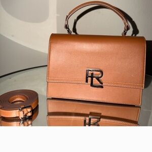 Tan Leather Top-Handle Women's Bag with Removable Strap